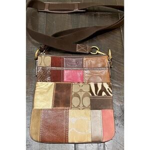 Coach Vintage Patchwork Holiday Edition Crossbody Suede Leather Y2K Colorful